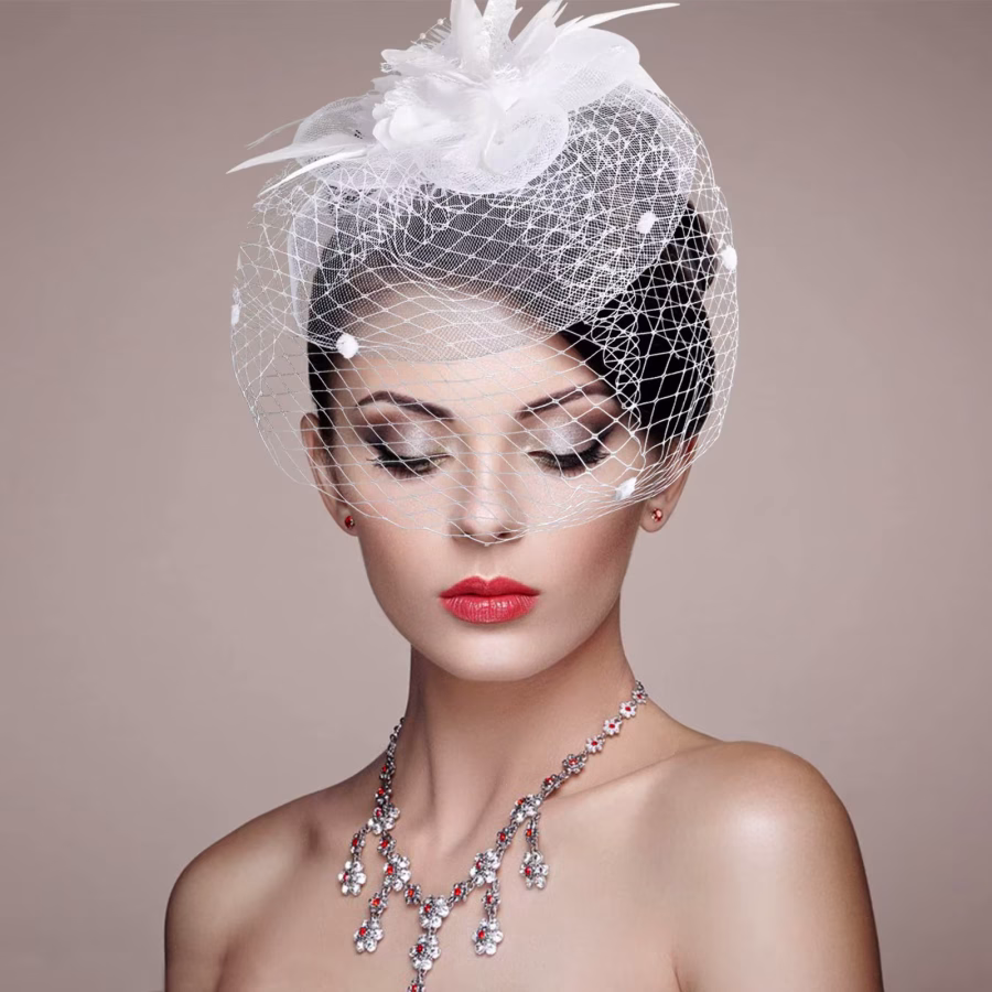 Chapeau Fascinator Dentelle blanc