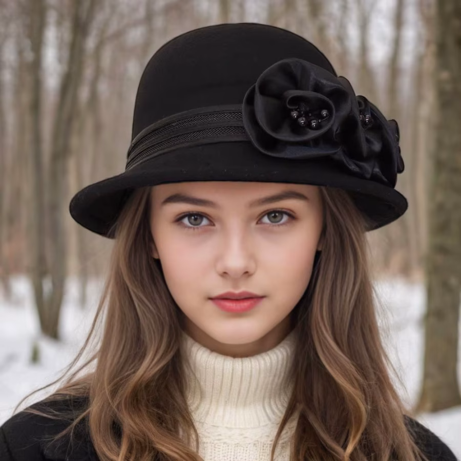 Chapeau cloche élégant en feutre noir