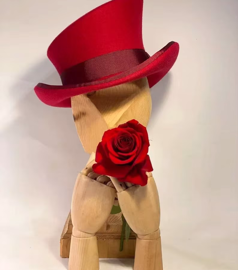 Chapeau haut de forme en laine rouge