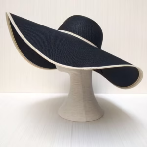 chapeau capeline paille noir