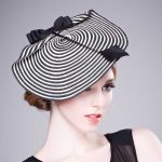 chapeau de mariage à rayures noir et blanc