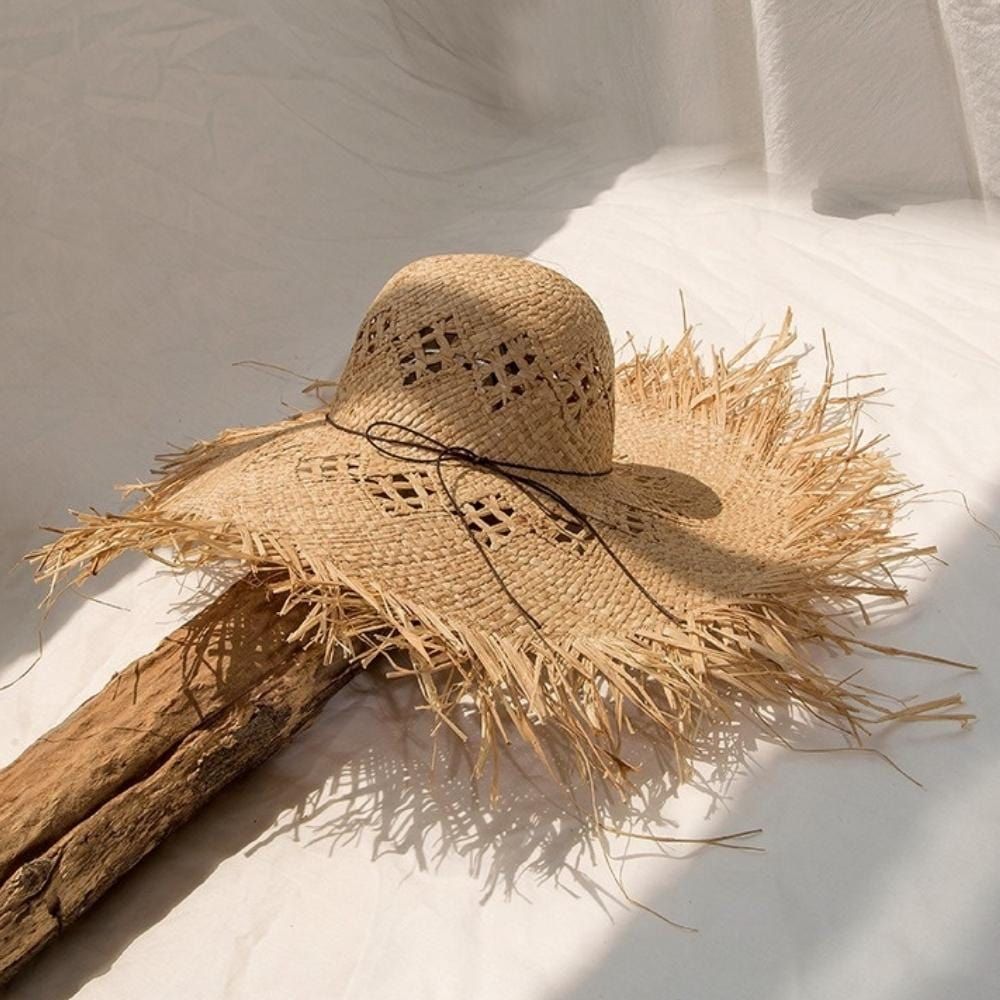 Chapeau En Paille Lipodo Traveller - Style Italien, Bord 6,5 Cm - Idéal Plage Et Été