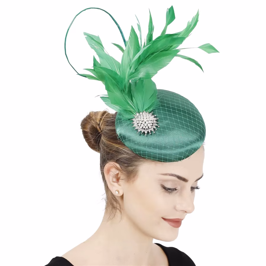 chapeau fascinator satin chic vert