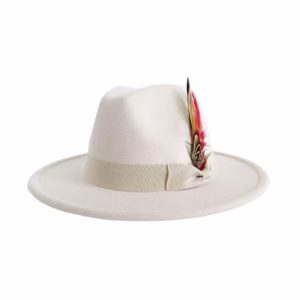 chapeau plumes ivoire