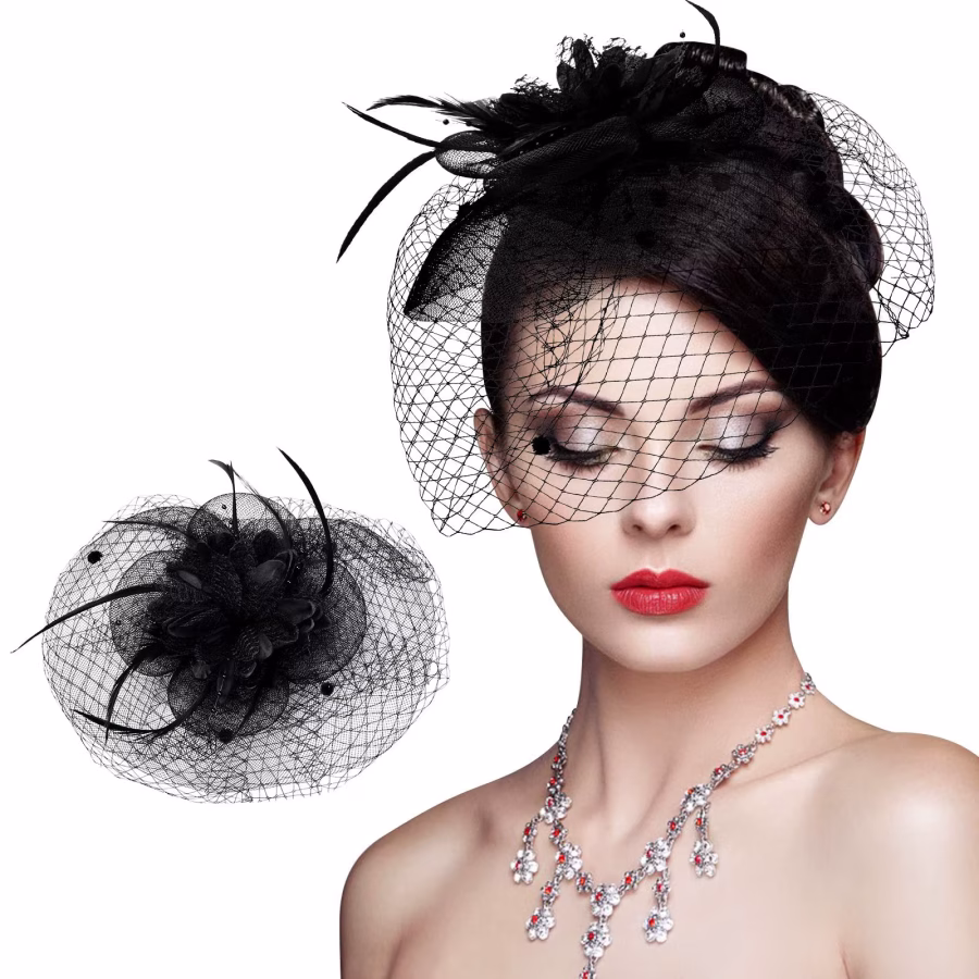 Chapeau Fascinator Dentelle noir