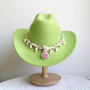 chapeau de cowboy coquillage vert