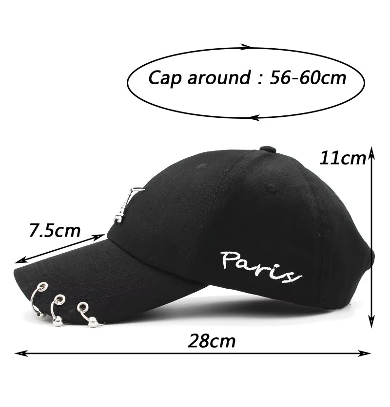 casquette piercing taille noir