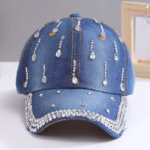 casquette strass en jean