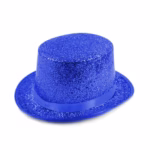 chapeau haut de forme à paillettes bleu