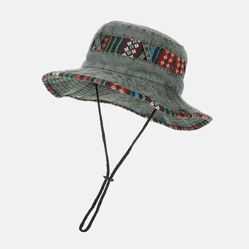 chapeau randonnée patchwork gris clair